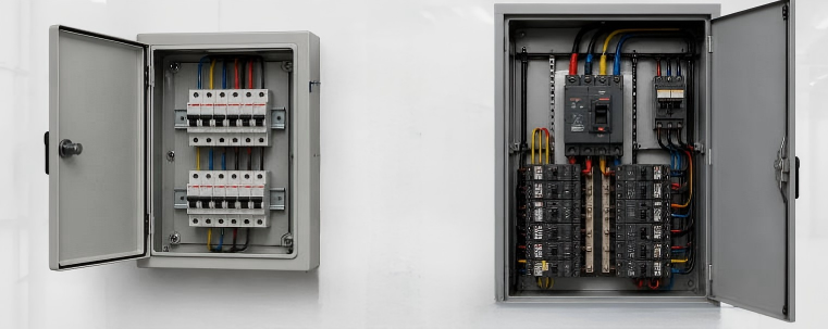 Caja de distribución y un panel eléctrico